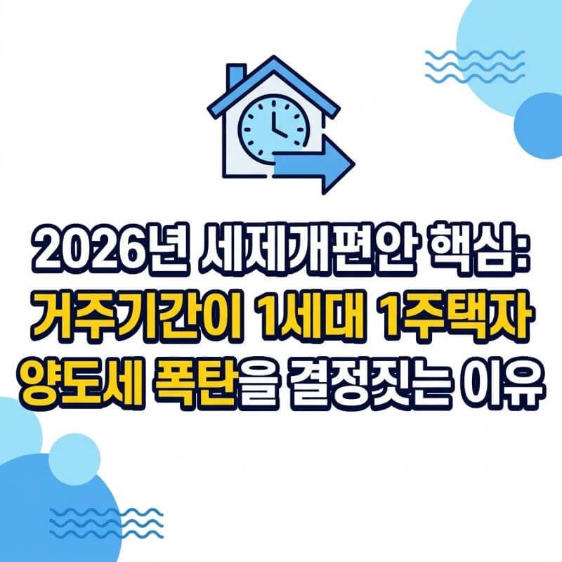 2026년 세제개편안 핵심 거주기간이 1세대 1주택자 양도세 폭탄을 결정짓는 이유