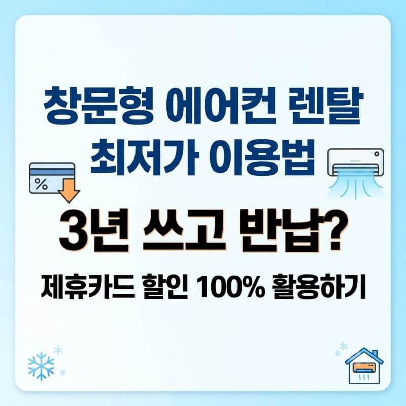 3년 쓰고 반납 창문형 에어컨 렌탈 시 제휴카드 할인 활용해 최저가 이용하는 법