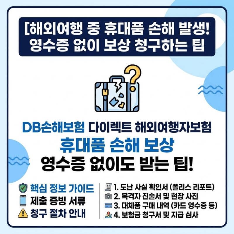 DB손해보험 다이렉트 해외여행자보험 휴대품 손해 보상 청구할 때 영수증 없어도 받는 팁