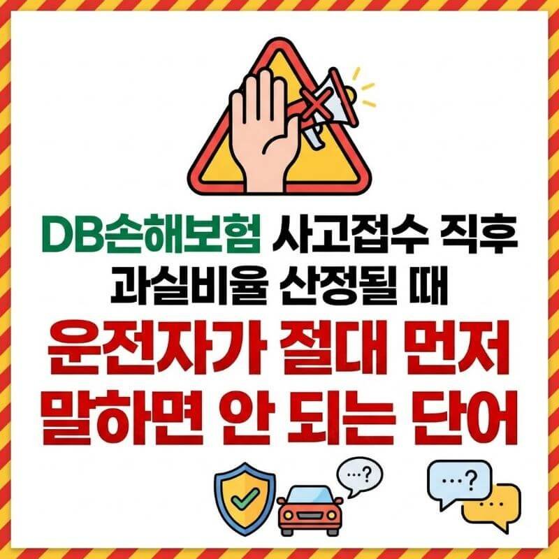 DB손해보험 사고접수 직후 과실비율 산정될 때 운전자가 절대 먼저 말하면 안 되는 단어