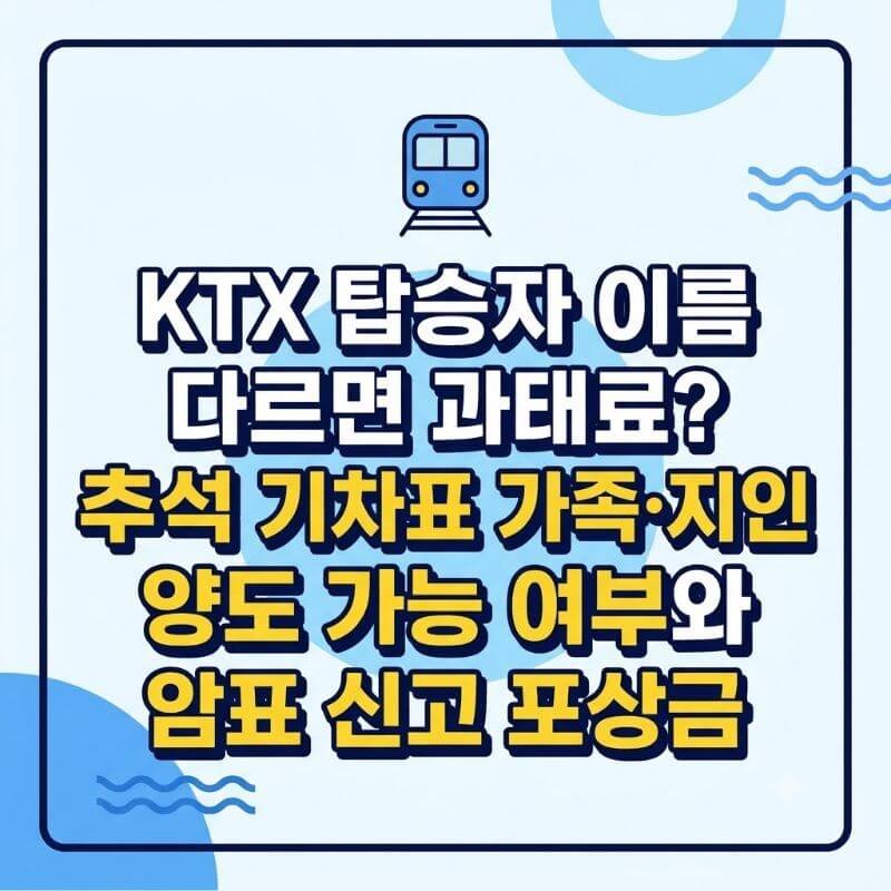 KTX 탑승자 이름 다르면 과태료 추석 기차표 가족·지인 양도 가능 여부와 암표 신고 포상금