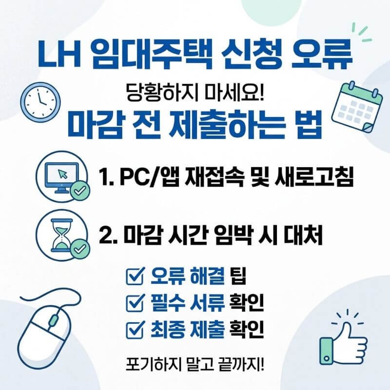 LH 임대주택 신청방법 도중 오류 났을 때 당황하지 않고 마감 전 제출하는 법