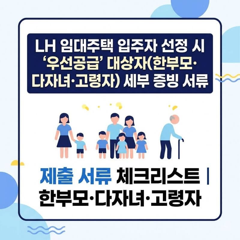 LH 임대주택 입주자 선정 시 우선공급 대상자(한부모·다자녀·고령자) 세부 증빙 서류