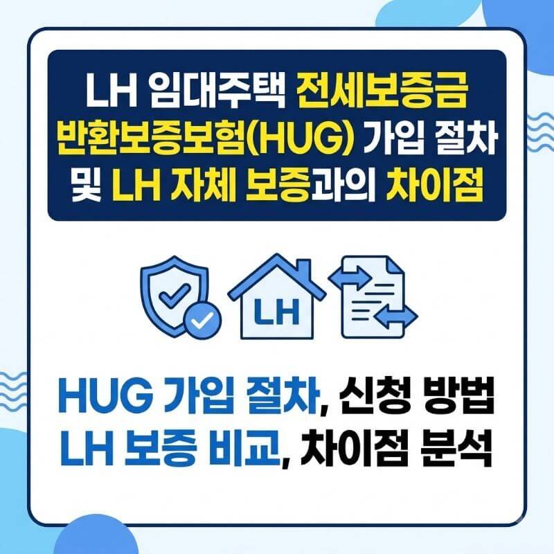 LH 임대주택 전세보증금 반환보증보험(HUG) 가입 절차 및 LH 자체 보증과의 차이점