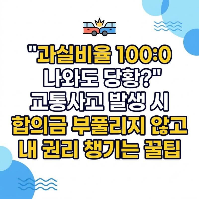 과실비율 1000 나와도 당황 교통사고 발생 시 합의금 부풀리지 않고 내 권리 챙기는 꿀팁