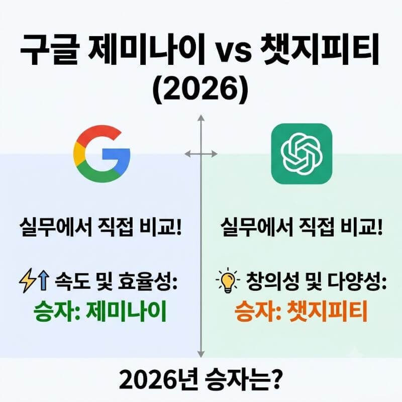 구글 제미나이 vs 챗지피티, 2026년 기준 실무에서 직접 비교해 본 승자는
