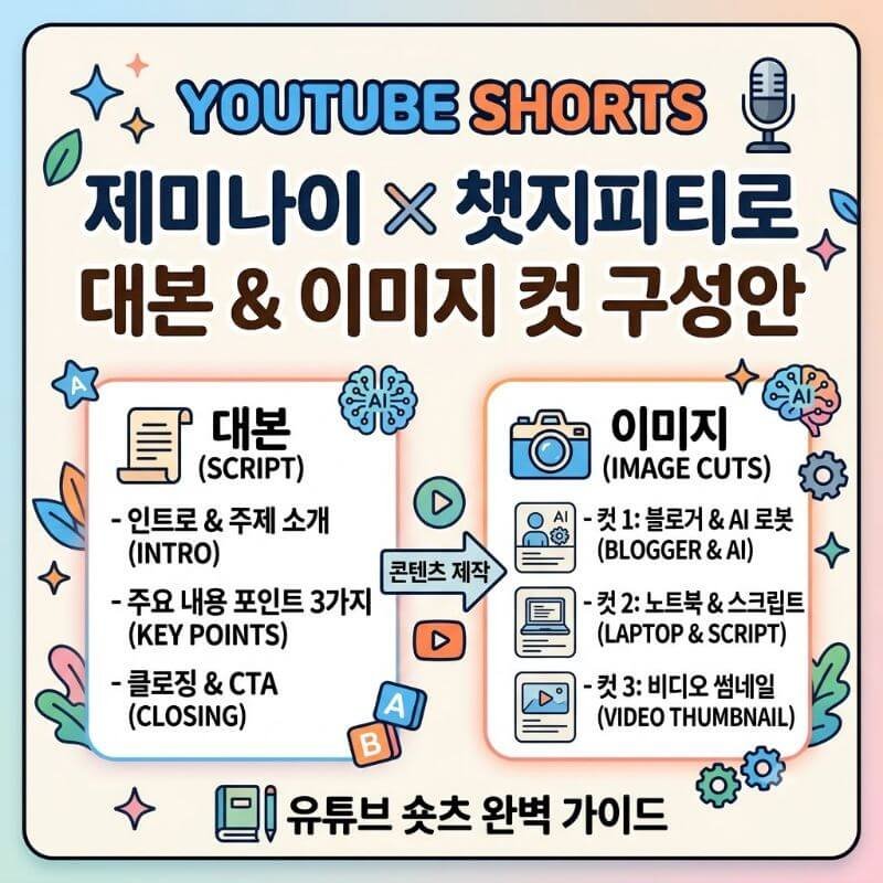 구글 제미나이 챗지피티로 만드는 유튜브 숏츠 대본 및 이미지 컷 구성안