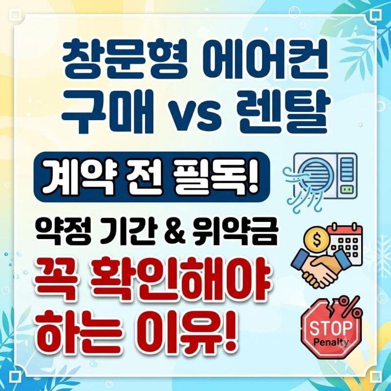 구매 vs 렌탈 창문형 에어컨 렌탈 계약 전 약정 기간과 위약금 꼭 확인해야 하는 이유