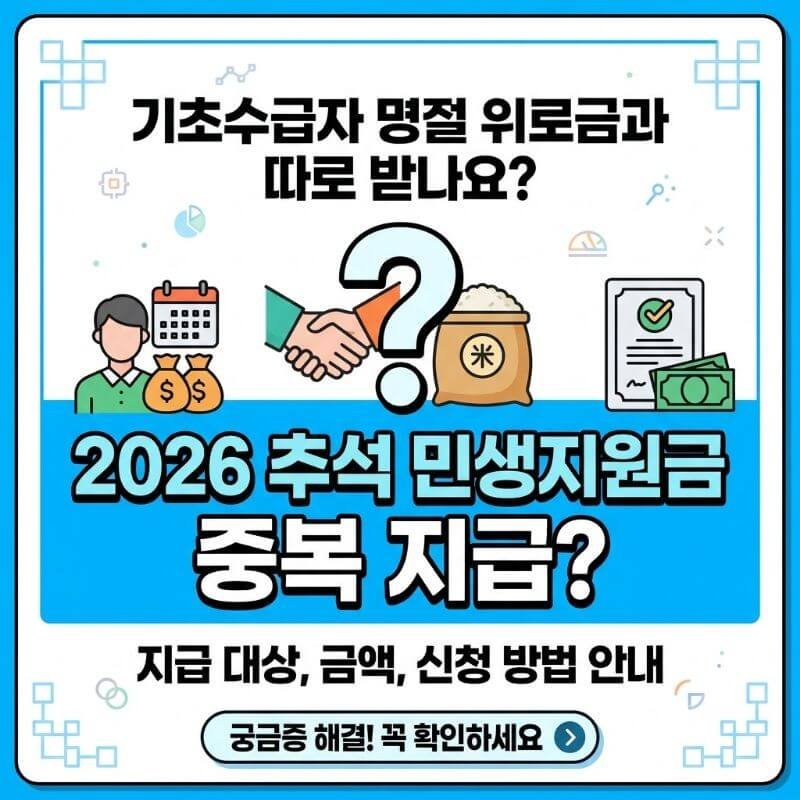 기초수급자 명절 위로금과 따로 받나요 2026 추석 민생지원금 중복 지급 가능 여부