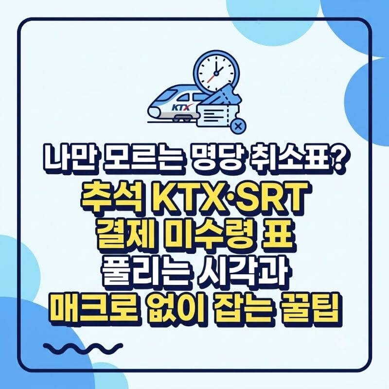 나만 모르는 명당 취소표 추석 KTX·SRT 결제 미수령 표 풀리는 시각과 매크로 없이 잡는 꿀팁