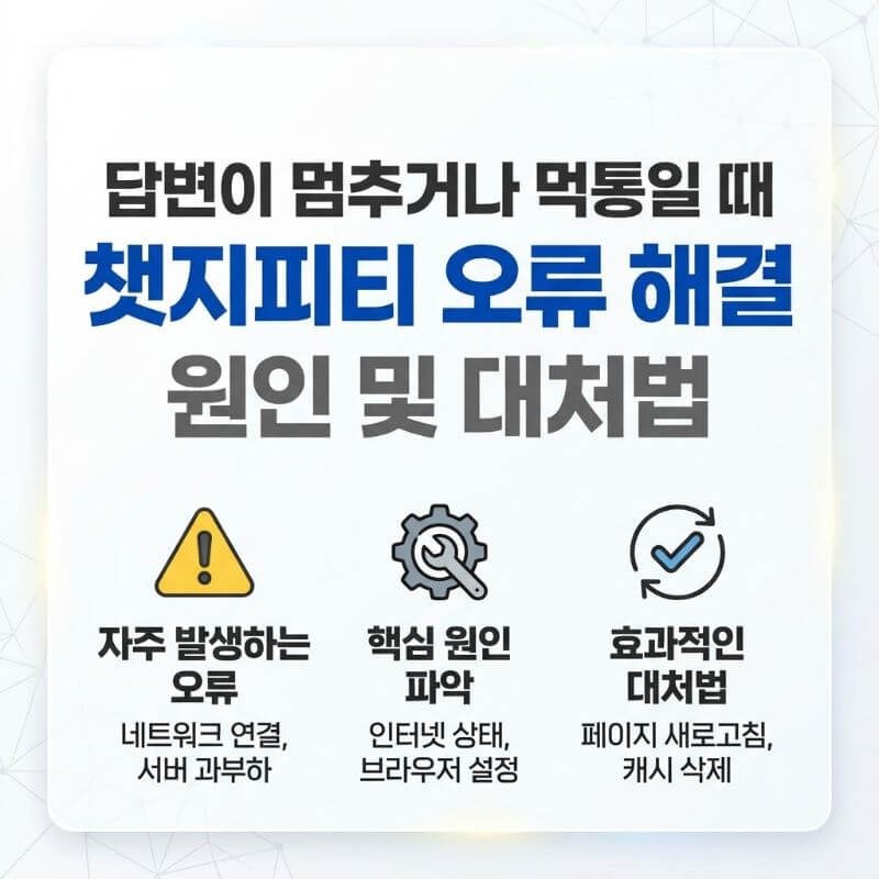 답변이 멈추거나 먹통일 때 챗지피티 자주 발생하는 오류 해결 원인 및 대처법