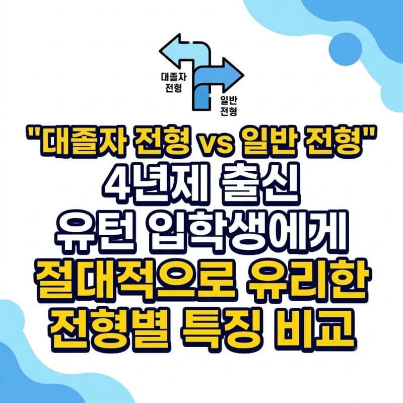 대졸자 전형 vs 일반 전형 4년제 출신 유턴 입학생에게 절대적으로 유리한 전형별 특징 비교