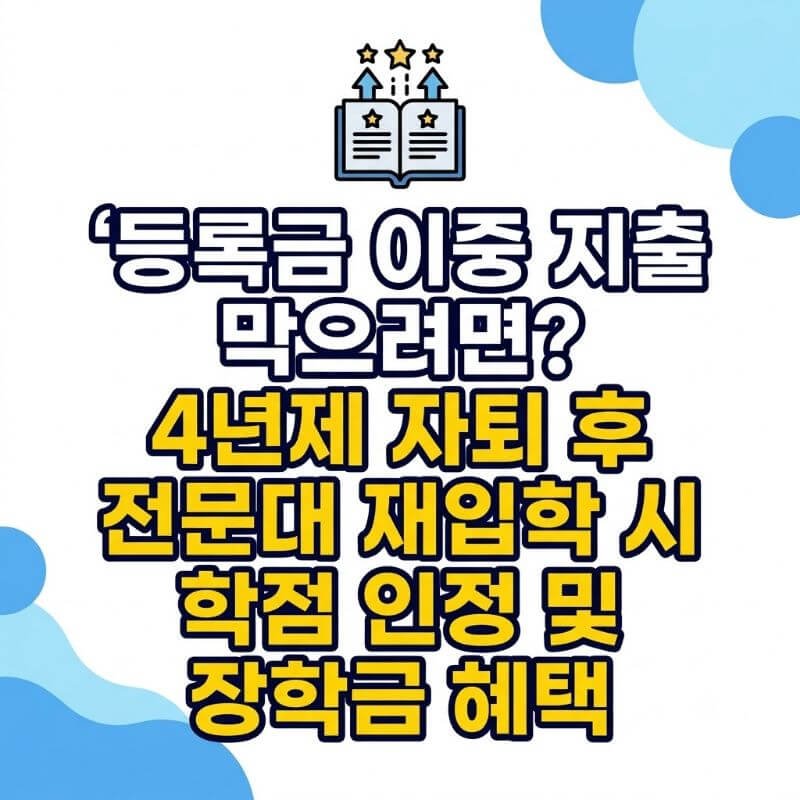 등록금 이중 지출 막으려면 4년제 자퇴 후 전문대 재입학 시 학점 인정 및 장학금 혜택