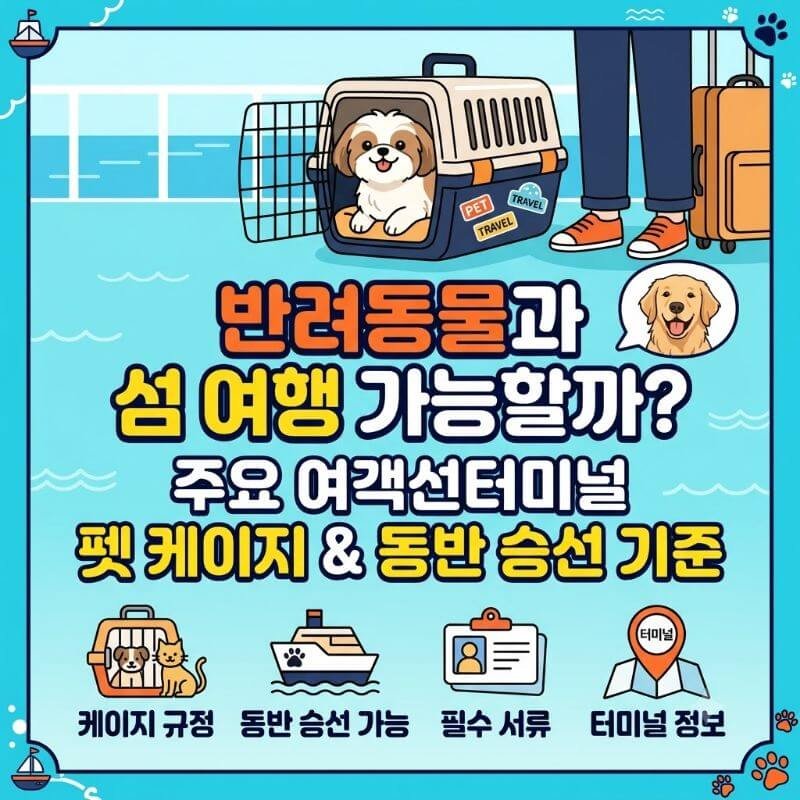 반려동물과 섬 여행 가능할까 주요 여객선터미널 펫 케이지 및 동반 승선 기준