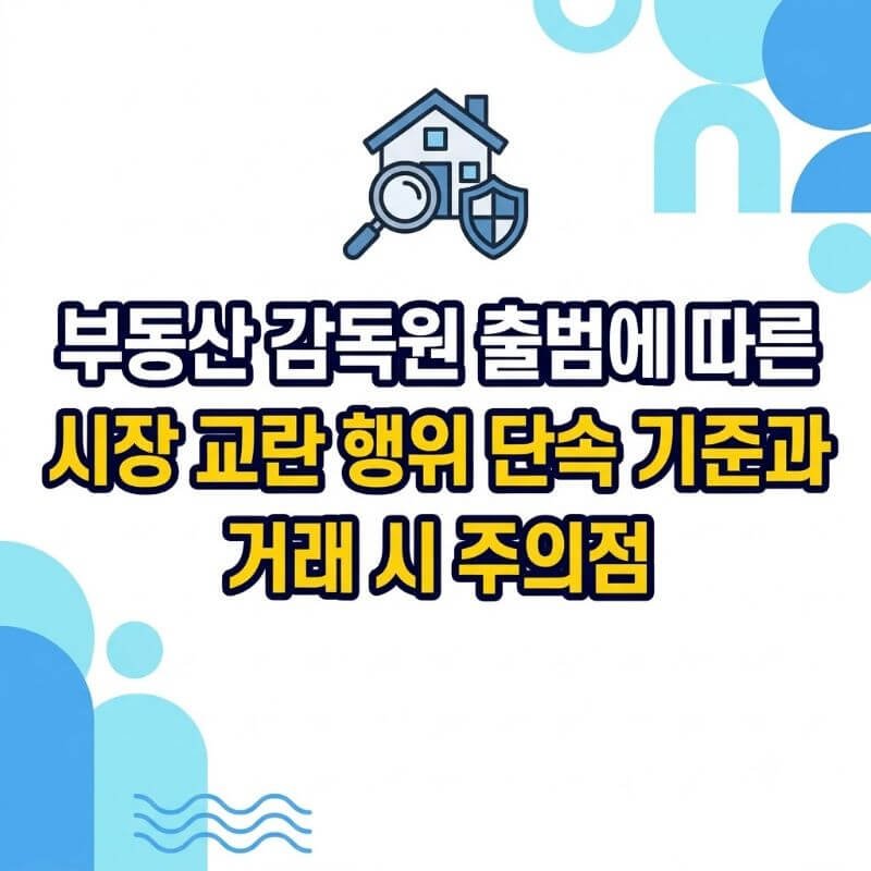 부동산 감독원 출범에 따른 시장 교란 행위 단속 기준과 거래 시 주의점