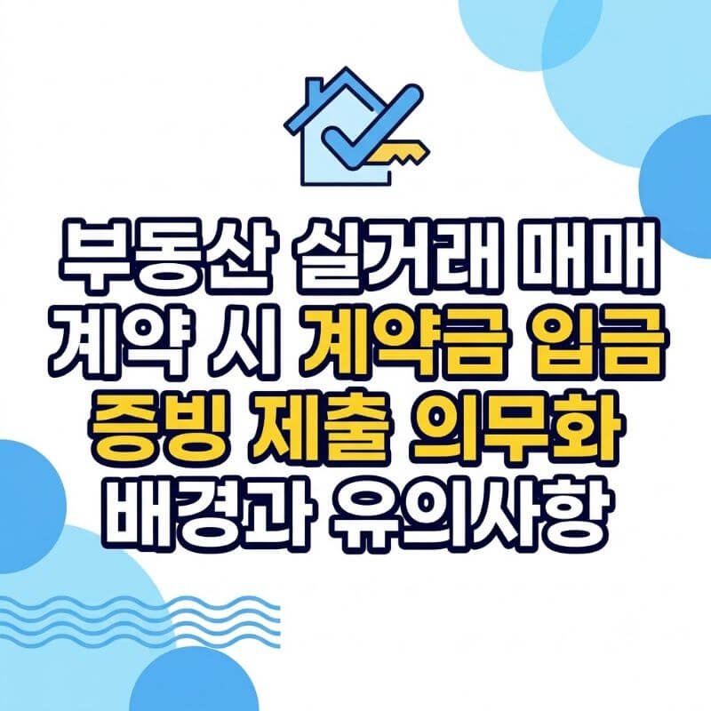 부동산 실거래 매매 계약 시 계약금 입금 증빙 제출 의무화 배경과 유의사항