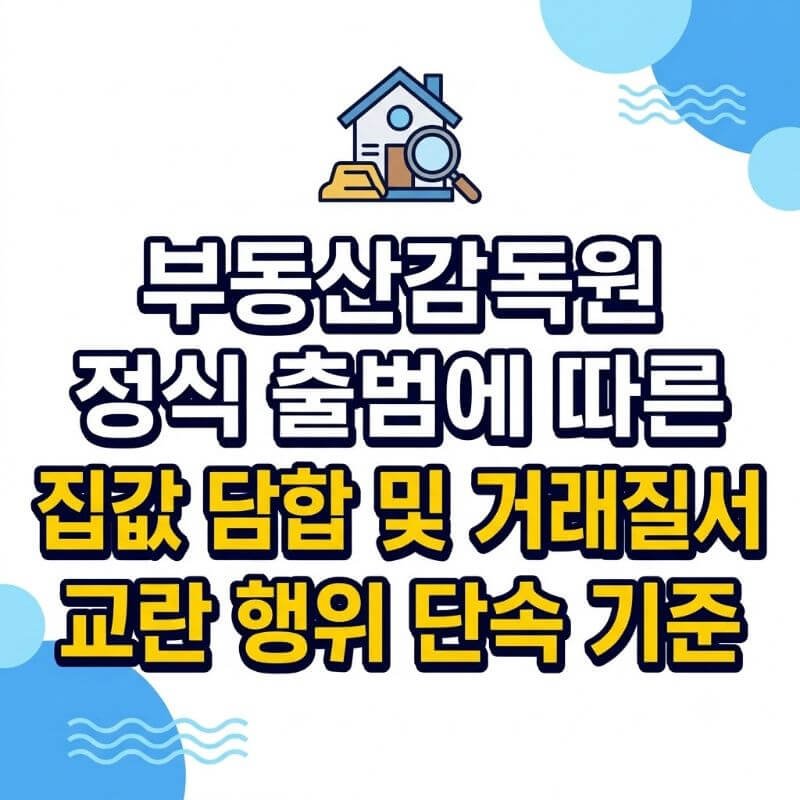 부동산감독원 정식 출범에 따른 집값 담합 및 거래질서 교란 행위 단속 기준