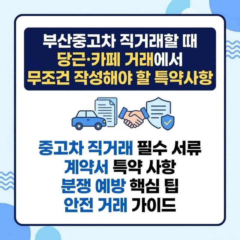 부산중고차 직거래할 때 당근·카페 거래에서 무조건 작성해야 할 특약 사항