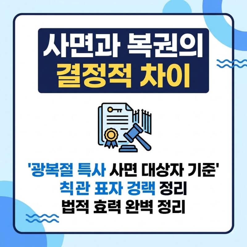 사면과 복권의 결정적 차이 광복절 특사 사면 대상자 기준과 법적 효력 완벽 정리