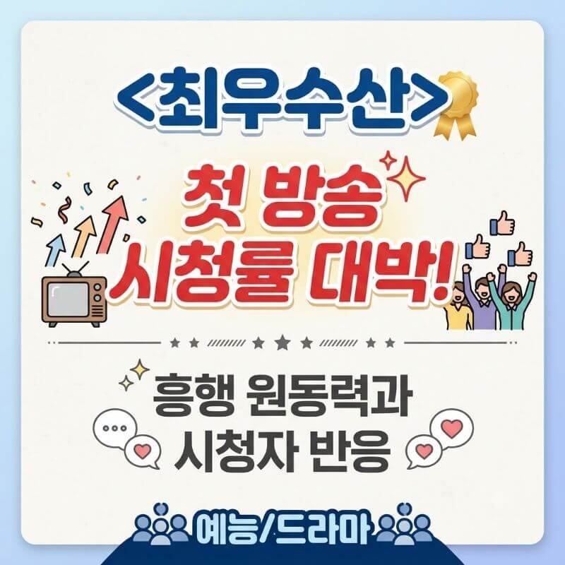 새 예능드라마 최우수산 첫 방송 시청률 대박! 흥행 원동력과 시청자 반응