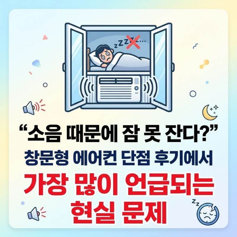 소음 때문에 잠 못 잔다 창문형 에어컨 단점 후기에서 가장 많이 언급되는 현실 문제