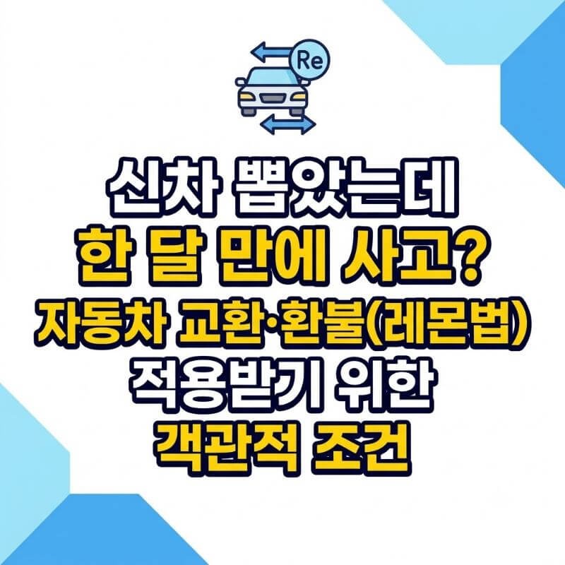 신차 뽑았는데 한 달 만에 사고 자동차 교환·환불(레몬법) 적용받기 위한 객관적 조건