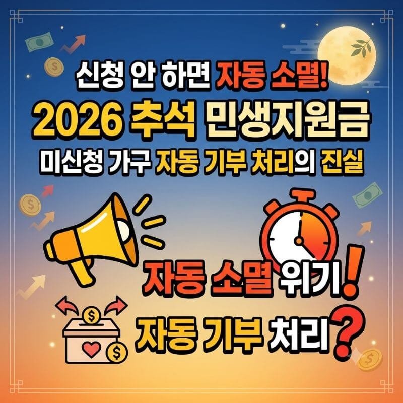 신청 안 하면 자동 소멸! 2026 추석 민생지원금 미신청 가구 자동 기부 처리의 진실