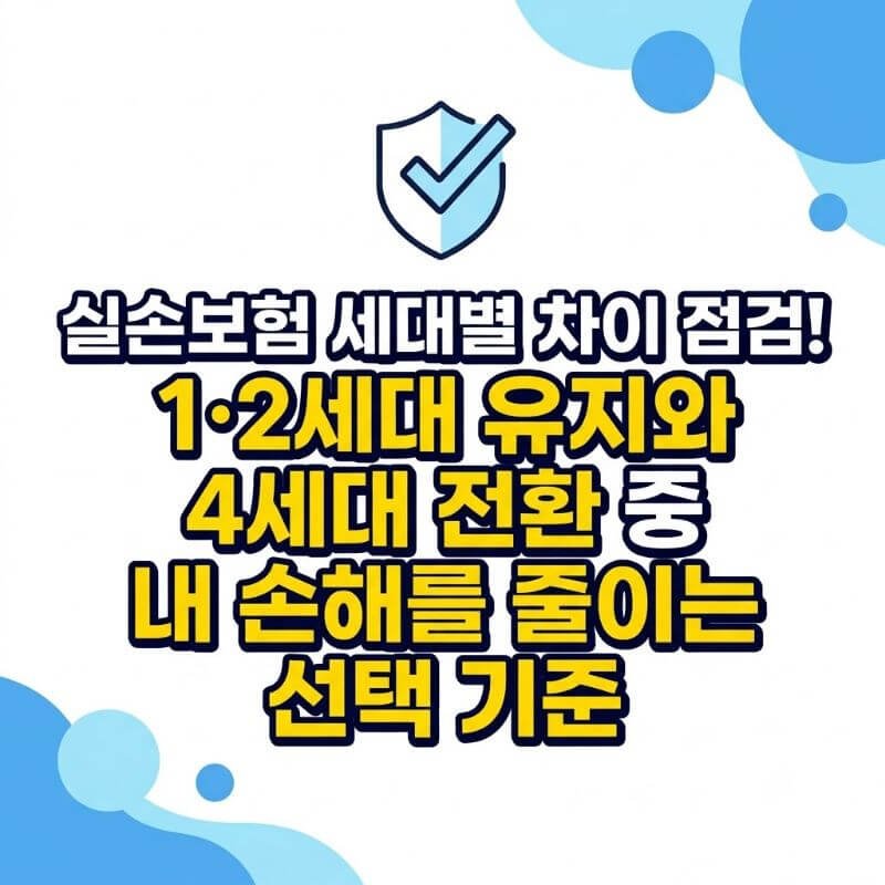 실손보험 세대별 차이 점검! 1·2세대 유지와 4세대 전환 중 내 손해를 줄이는 선택 기준