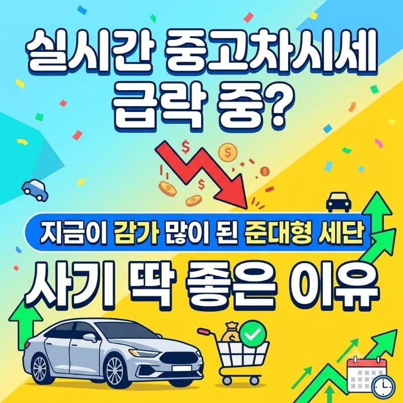 실시간 중고차시세 급락 중 지금이 감가 많이 된 준대형 세단 사기 딱 좋은 이유