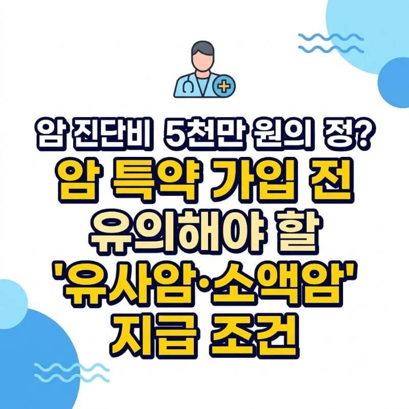 암 진단비 5천만 원의 함정 암 특약 가입 전 유의해야 할 유사암·소액암 지급 조건