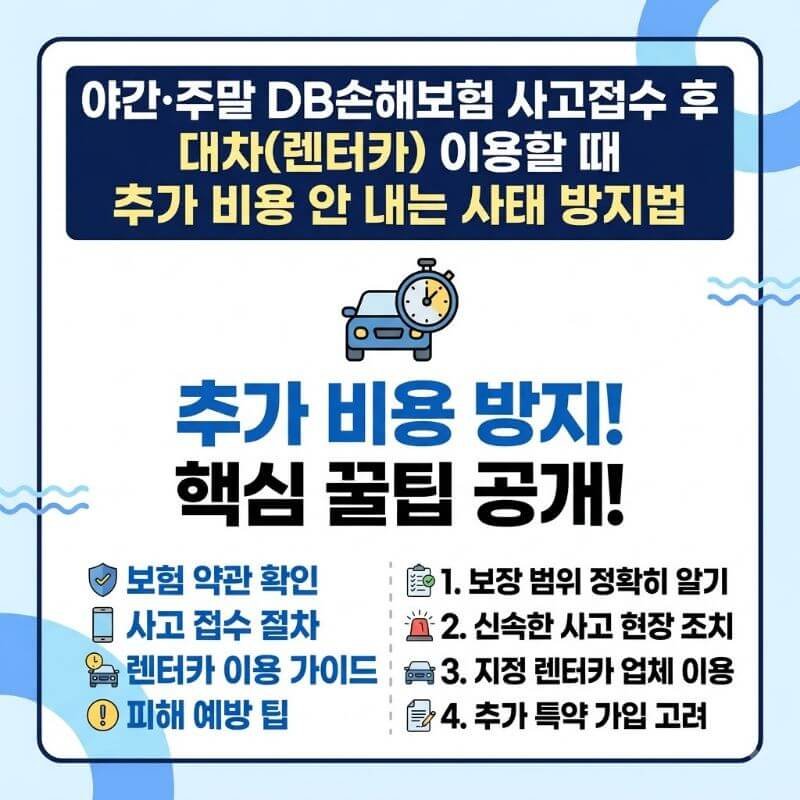 야간·주말 DB손해보험 사고접수 후 대차(렌터카) 이용할 때 추가 비용 안 내는 사태 방지법1