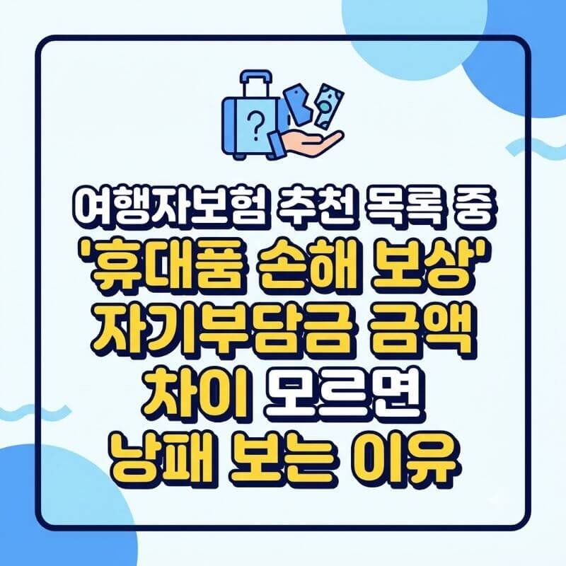 여행자보험 추천 목록 중 휴대품 손해 보상 자기부담금 금액 차이 모르면 낭패 보는 이유
