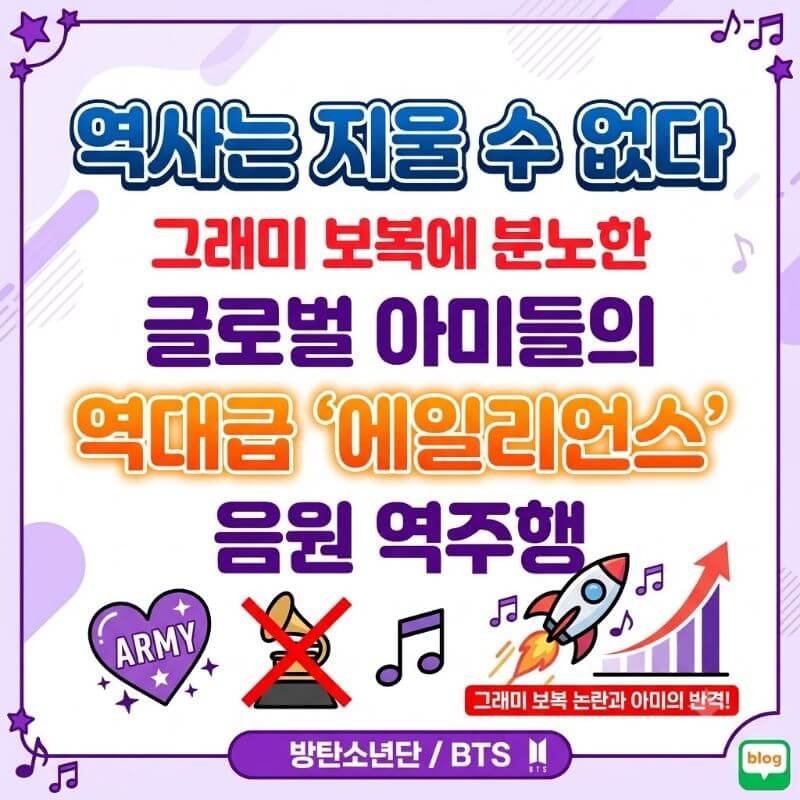 역사는 지울 수 없다 그래미 보복에 분노한 글로벌 아미들의 역대급 에일리언스 음원 역주행
