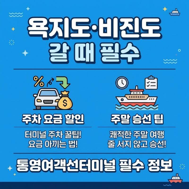 욕지도·비진도 갈 때 필수 통영여객선터미널 주차장 요금 할인과 주말 승선 팁