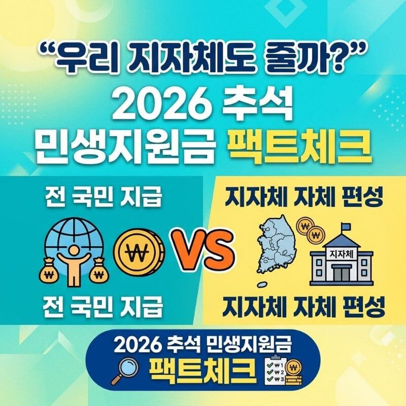 우리 지자체도 줄까 2026 추석 민생지원금 전 국민 지급 vs 지자체 자체 편성 팩트체크