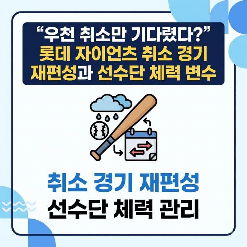 우천 취소만 기다렸다 롯데 자이언츠 취소 경기 재편성과 선수단 체력 변수