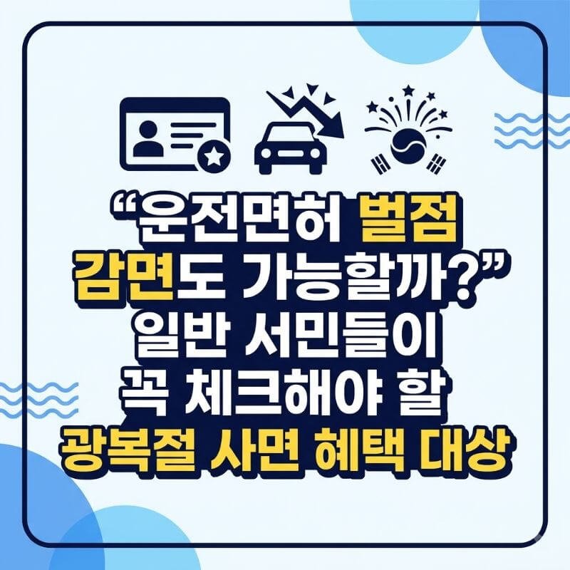 운전면허 벌점 감면도 가능할까 일반 서민들이 꼭 체크해야 할 광복절 사면 혜택 대상