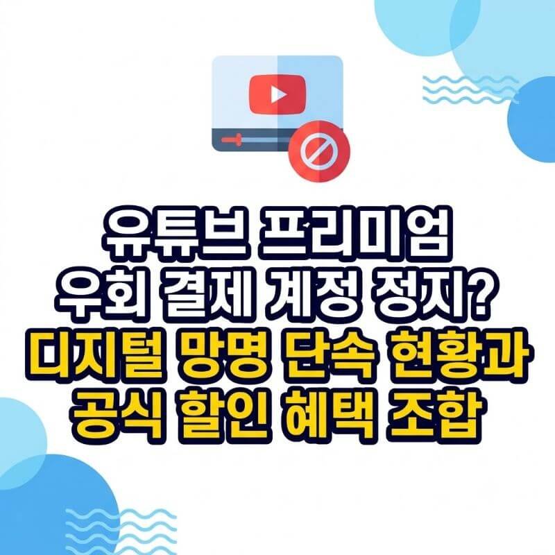 유튜브 프리미엄 우회 결제 계정 정지 디지털 망명 단속 현황과 공식 할인 혜택 조합