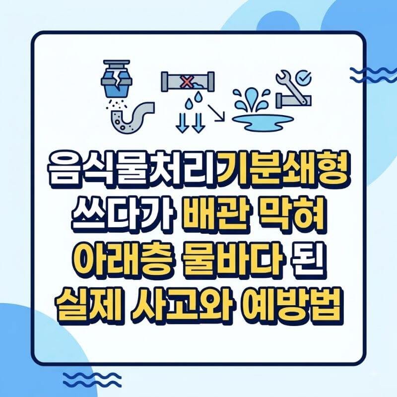 음식물처리기분쇄형 쓰다가 배관 막혀 아래층 물바다 된 실제 사고와 예방법