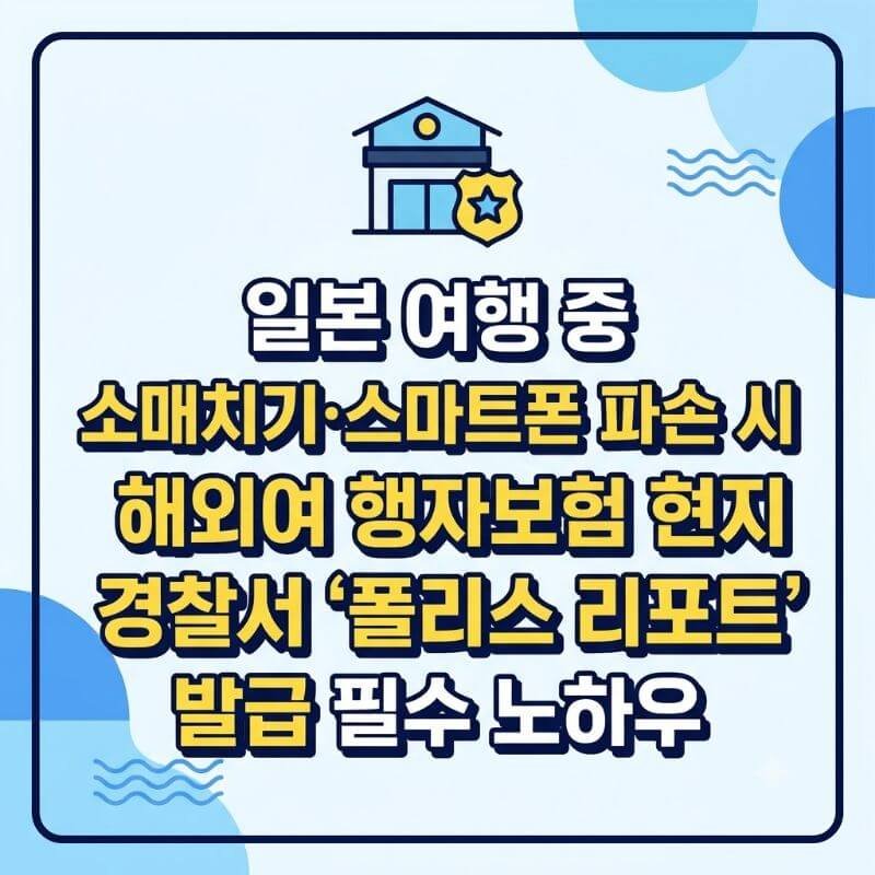일본 여행 중 소매치기·스마트폰 파손 시 해외여행자보험 현지 경찰서 폴리스 리포트 발급 필수 노하우