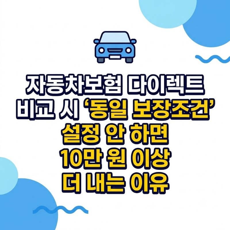 자동차보험 다이렉트 비교 시 동일 보장조건 설정 안 하면 10만 원 이상 더 내는 이유