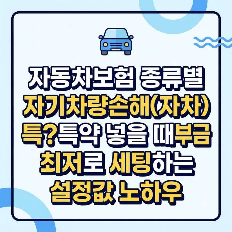 자동차보험 종류별 자기차량손해(자차) 특약 넣을 때 자기부담금 최저로 세팅하는 설정값 노하우