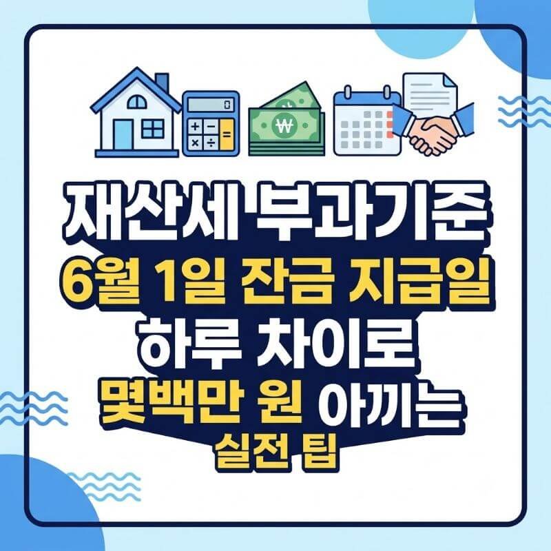 재산세 부과기준 6월 1일 잔금 지급일 하루 차이로 몇백만 원 아끼는 실전 팁