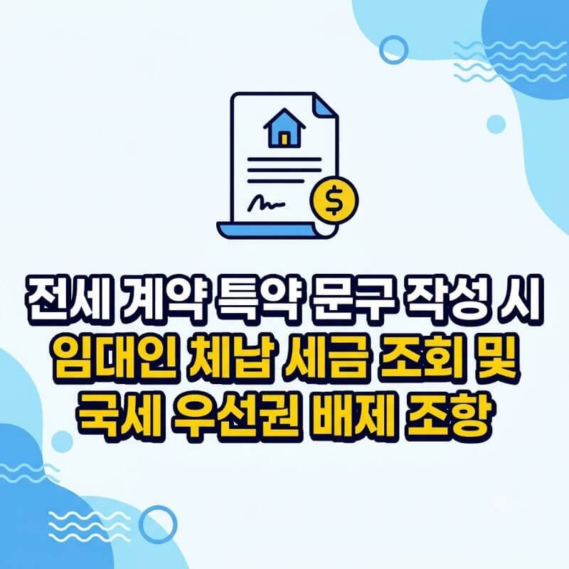 전세 계약 특약 문구 작성 시 임대인 체납 세금 조회 및 국세 우선권 배제 조항