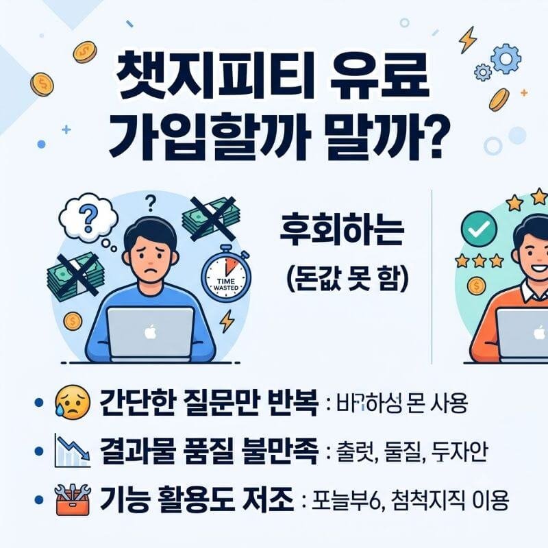 챗지피티 유료 가입할까 말까 결제 후 돈값 못 한다고 느끼는 유저들의 특징