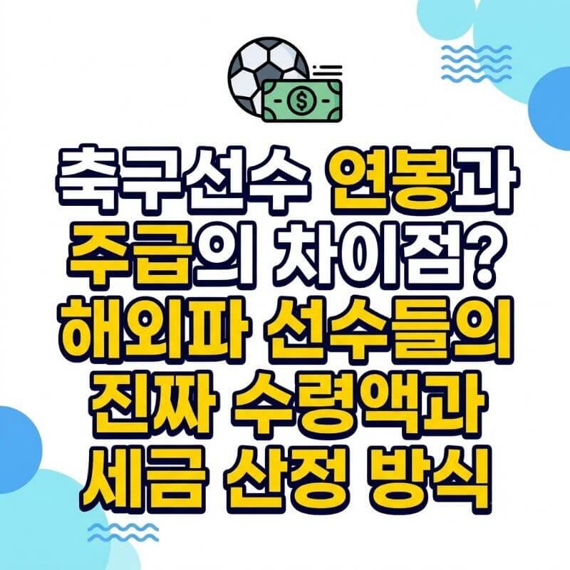 축구선수 연봉과 주급의 차이점 해외파 선수들의 진짜 수령액과 세금 산정 방식