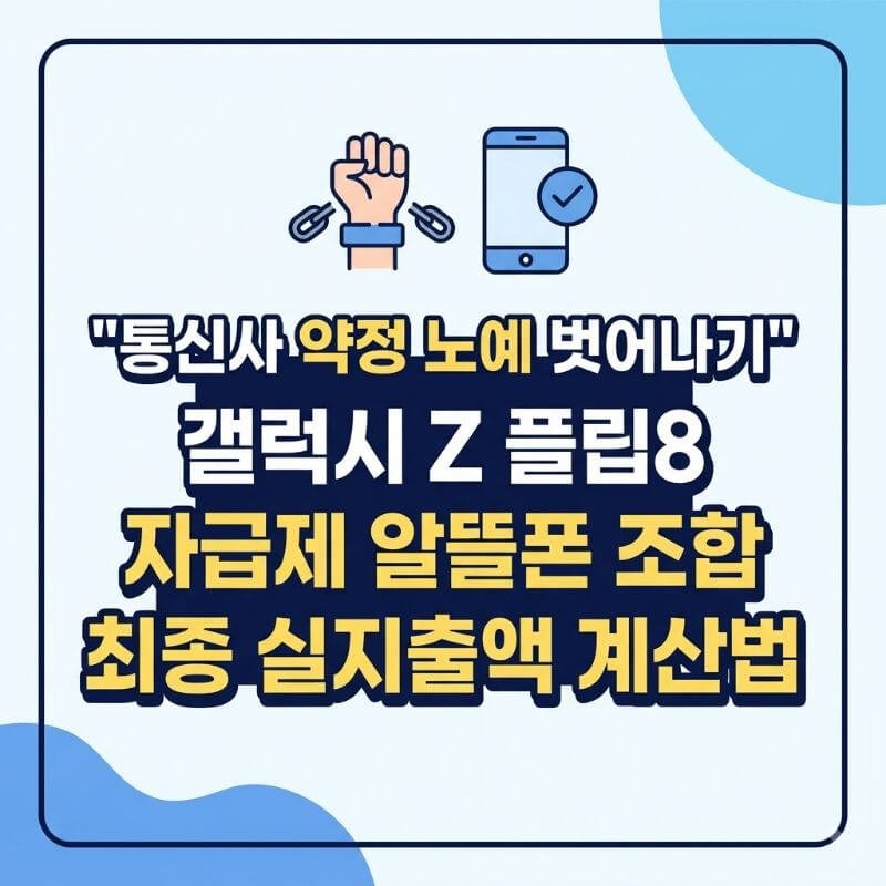 통신사 약정 노예 벗어나기 갤럭시 Z 플립8 자급제 알뜰폰 조합 최종 실지출액 계산법