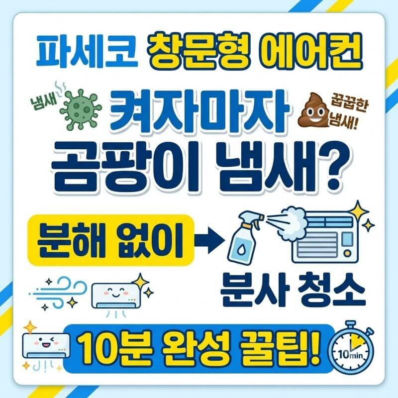 파세코 창문형 에어컨 켜자마자 나는 꿉꿉한 곰팡이 냄새, 분해 없이 분사 청소하는 꿀팁