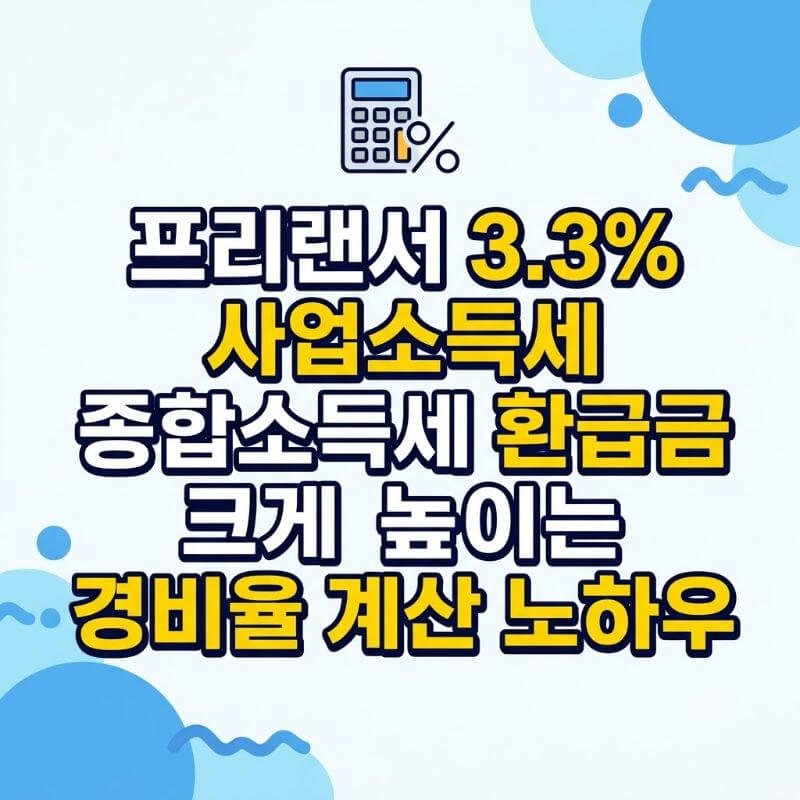 프리랜서 3.3% 사업소득세 종합소득세 환급금 크게 높이는 경비율 계산 노하우