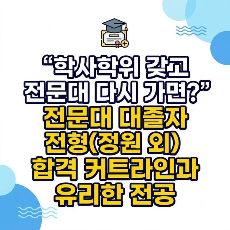 학사학위 갖고 전문대 다시 가면 전문대 대졸자 전형(정원 외) 합격 커트라인과 유리한 전공
